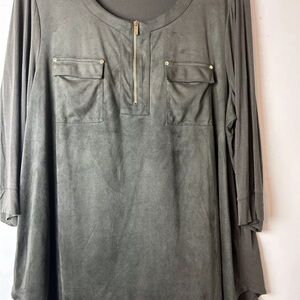 Ellen Tracy Women’s Top Shirt  3/4 Sleeves Half Zipper Size XXL